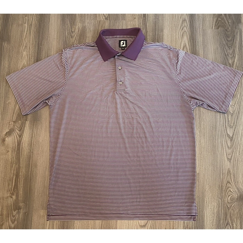 FootJoy Purple Gray Striped Golf Performance Polo Mens size XL Lightweight